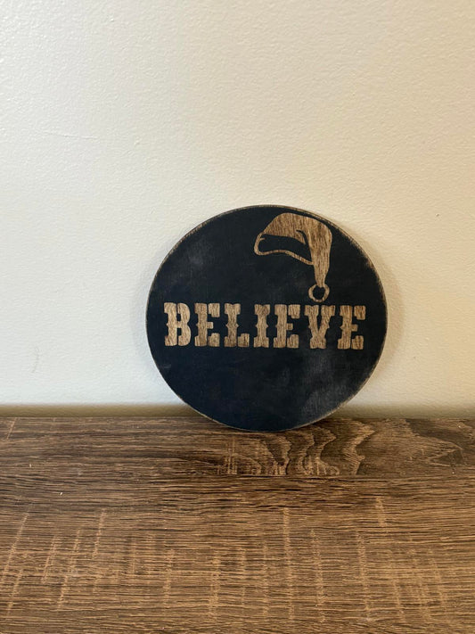 Savvy Creations Believe Christmas Sign Plaque
