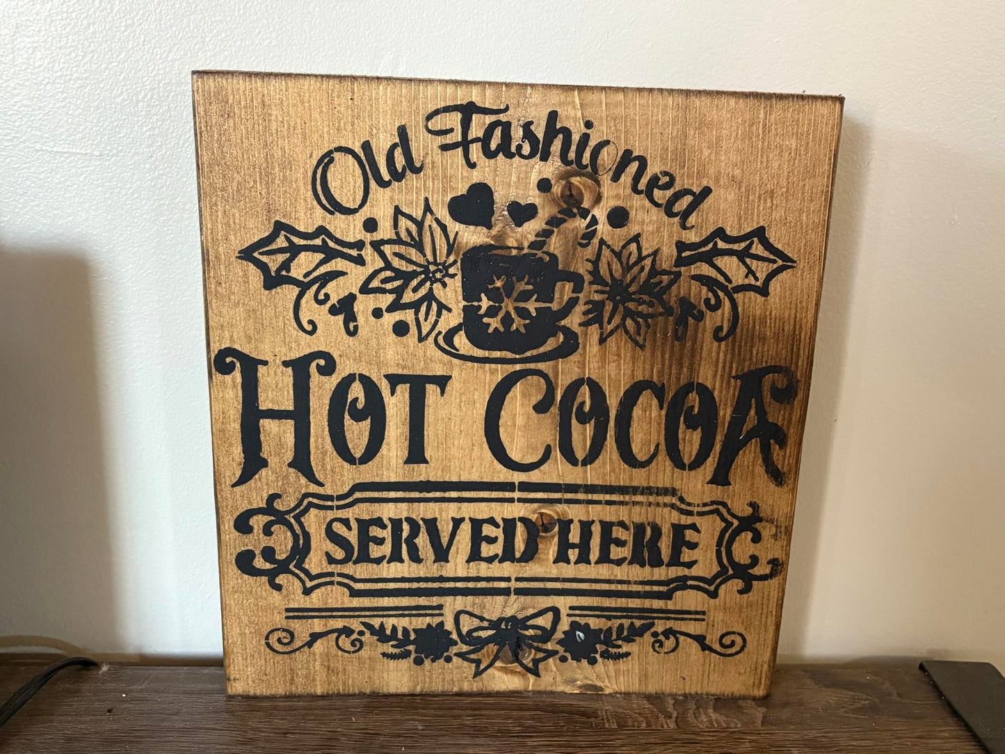 Savvy Creations Old Fashioned Hot Cocoa Wooden Sign