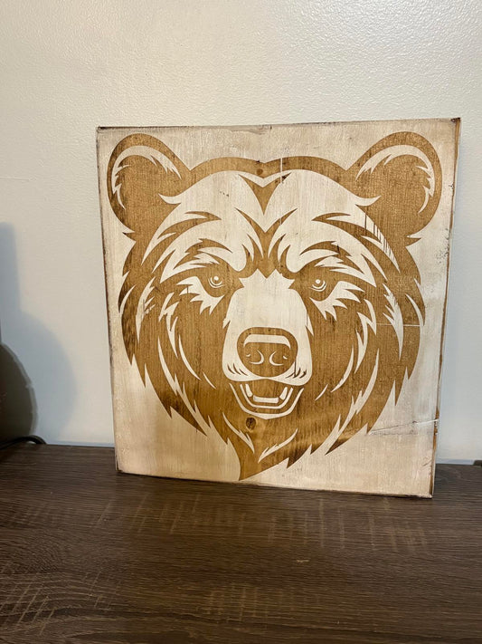 Handcrafted Wooden Bear Wall Art Décor