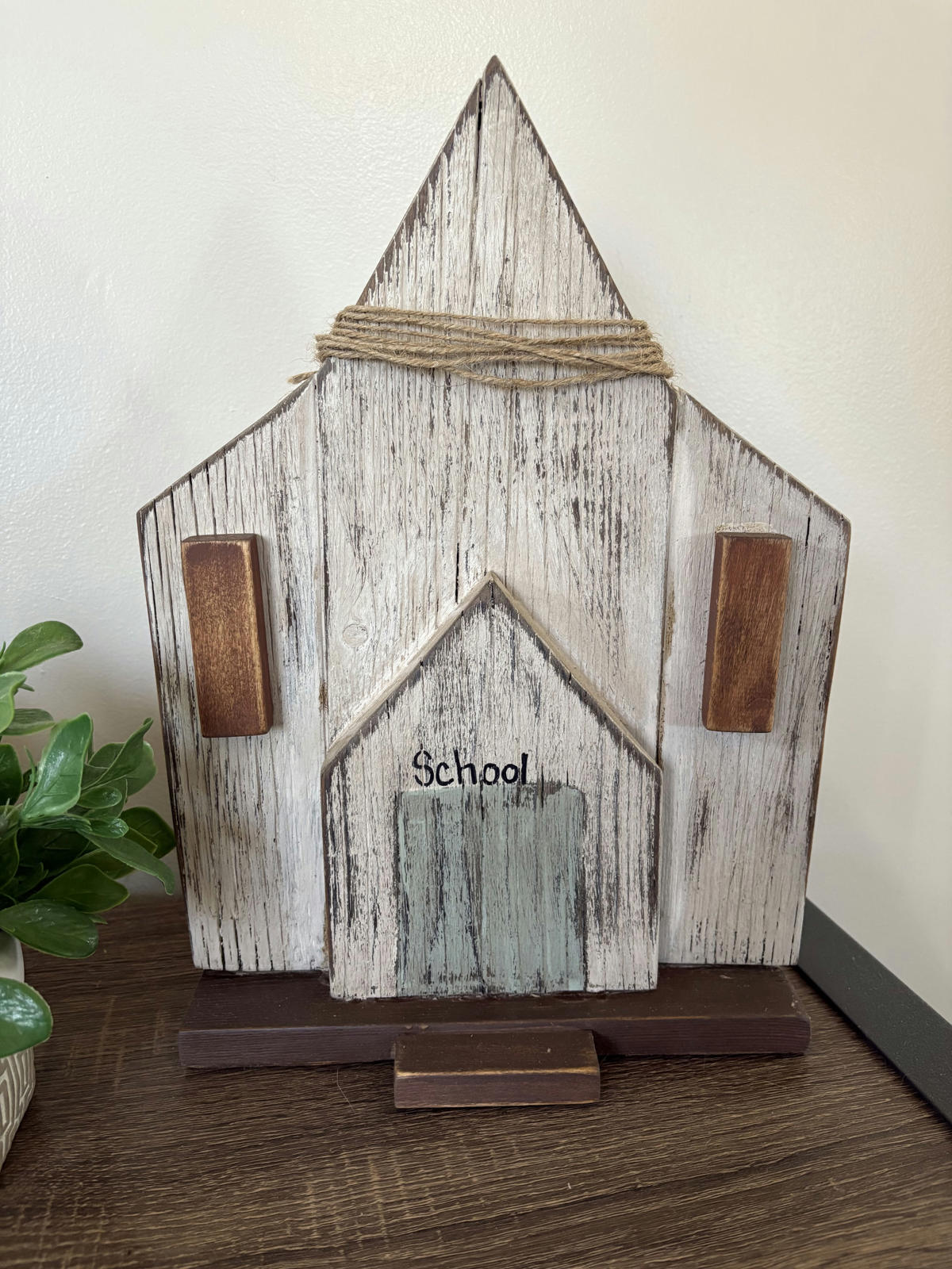 Rustic Wooden Schoolhouse Decorative Accent