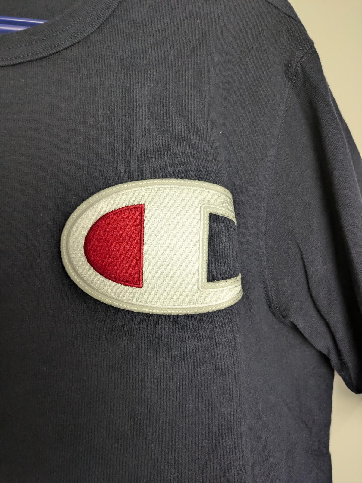 Champion Men's Black T-Shirt with Bold Chest Logo - Casual Coolness!