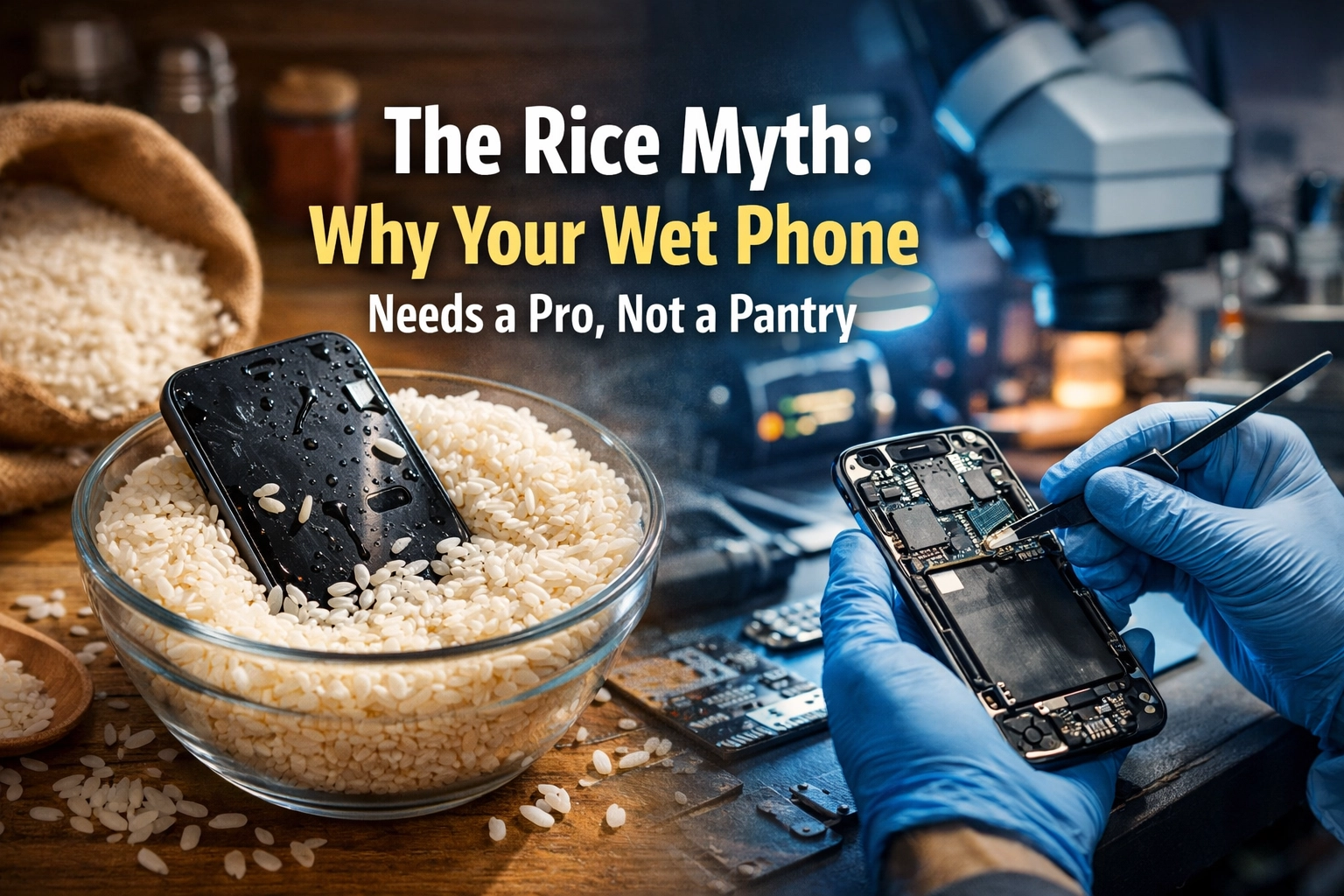The Rice Myth: Why Your Wet Phone Needs a Pro, Not a Pantry